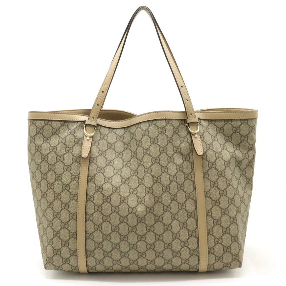 Gucci GG Supreme Nice Tote Bag Shoulder Leather Beige Cream Sand